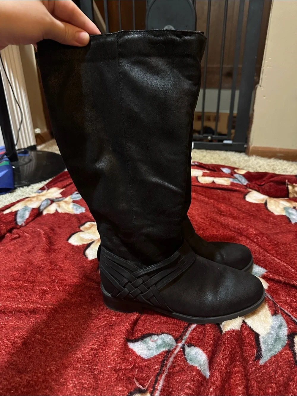 Journee Collection Black Meg Wide Calf Knee High Riding Boots Boho Chic Western
